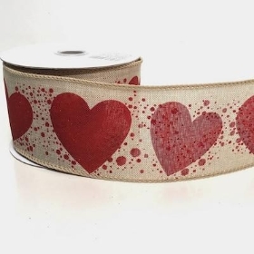 Red Hearts and Dots Ribbon 63mm